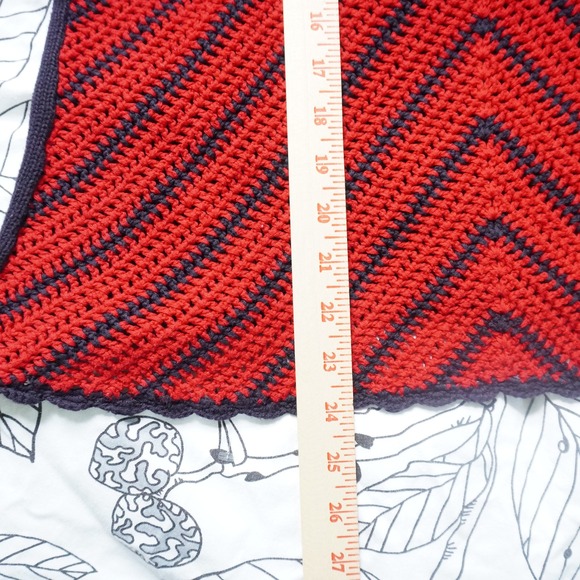 VTG Austin Reed‎ Red Navy Blue Chevron Open Knit Tank Top XL Sleeveless Boho - Picture 8 of 8